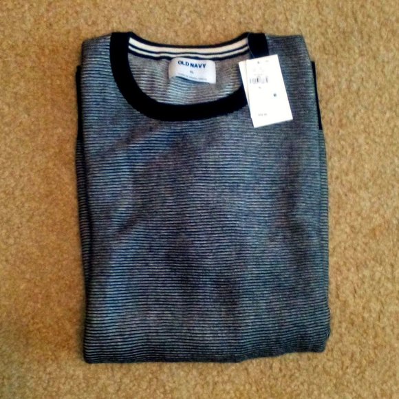 Lightweight Crewneck Long Sleeve Sweater:  White & Navy.  Never used! - Picture 1 of 6